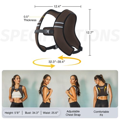 ZELUS Weighted Vest, Washable Z-Fit Soft Iron Weighted Vest for Women and Men, 5/10/15 lb Weight Vest with Reflective Strips & Adjustable Straps, Ultra Thin Weight Vest for Gym Strength Training, (5lb) Brown