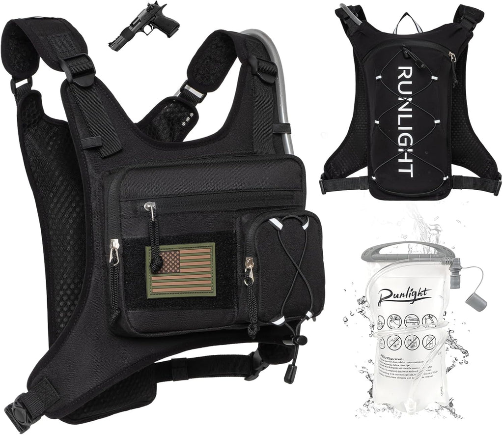 Runlight Running Vest - Lightweight Adjustable Hydration Pack with 1.5L Water Bladder & Reflective Design