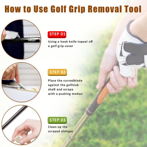 Gracfulcub Golf Grip Tape Remover Tool Kits, No Tape Residue Rapid Removal - Perfect for Regripping Graphite and Steel Shafts Golf Club Grip Repair Kits (Natural Wood)
