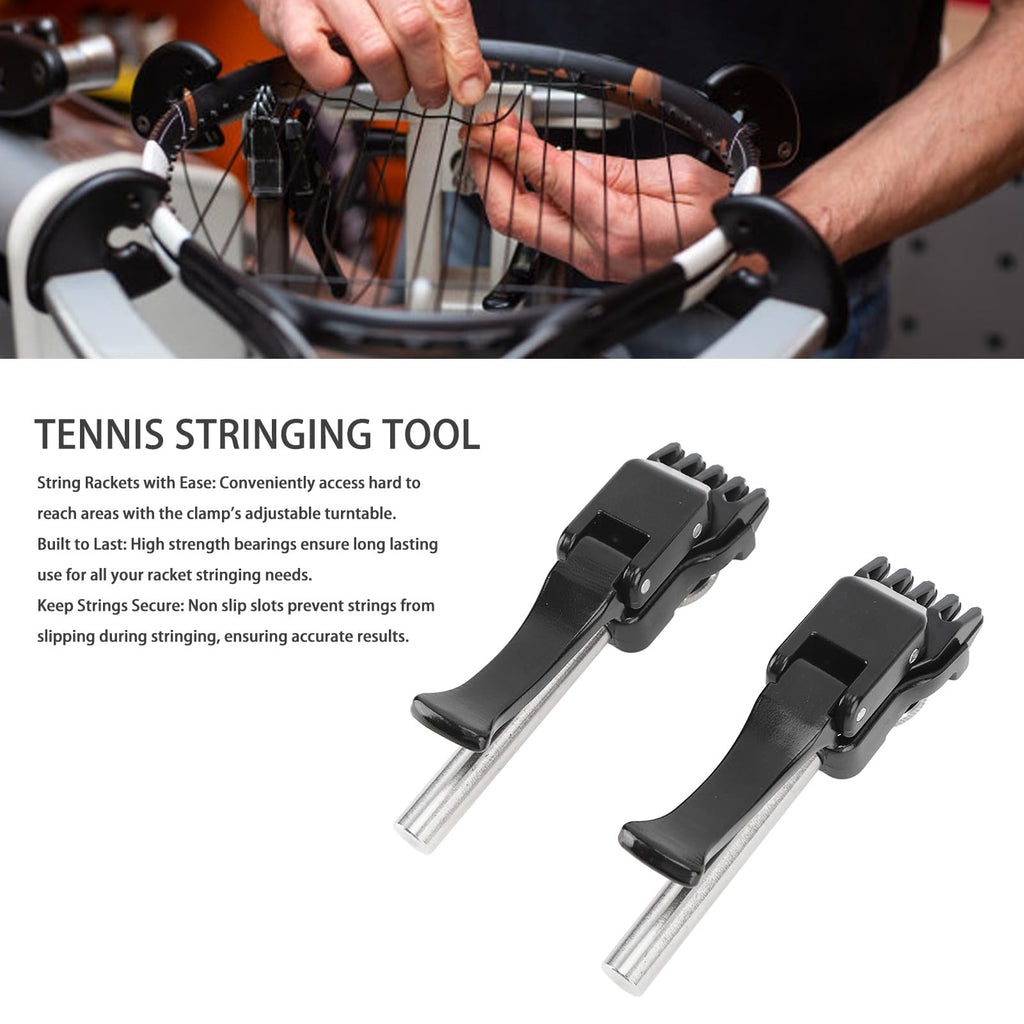 Topyond 1 Pair of Tennis Stringing Machine, Black Tennis Badminton Machine String Clamp with Flying and Starting Clamp for Precise Stringing, Handheld Badminton Machine Stringing Pliers