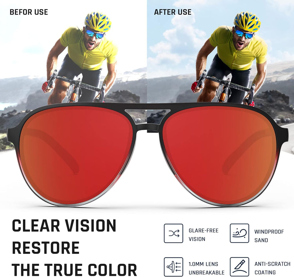 Skiennix Aviator Sunglasses - Polarized Sports Glasses for Men & Women | Ideal for Fishing, Boating, Golf