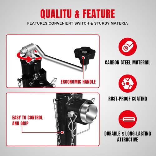Big RED 2000 Lbs Capacity Weld-On Pipe Mount Swivel Trailer Jack - Durable & Reliable | ATR39003R