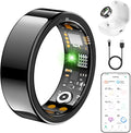 Skiennix Smart Ring - Health Tracker for Men & Women | Heart Rate, Sleep Monitor, IP68 Waterproof (Black, Size 10)