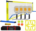 Zdgao Pickleball Nets Portable Outdoor Pickle Ball Set with 4 Wooden Pickleball Paddles, 4 Pickle Balls and Court Marking Kit, Regulation Size Pickleball Net with Carrying Bag for Backyard, Driveway