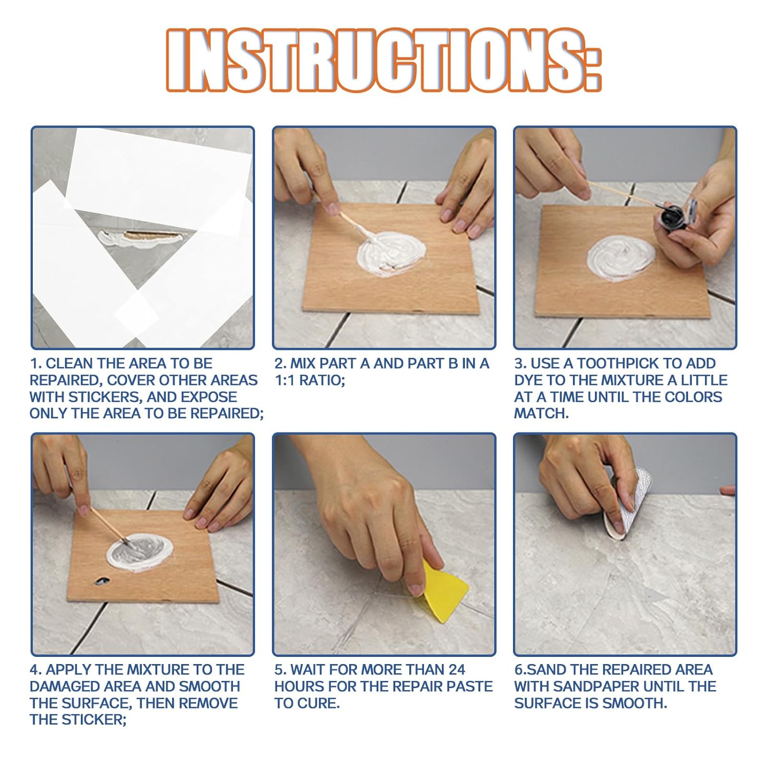 Skiennix Porcelain Repair Kit - Waterproof & Non-Toxic Solution for Ceramics, Tile, Granite & More