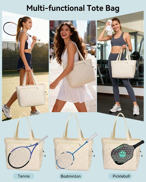 megarte Tennis Tote Bag With Shoe Compartment For Men & Women Pickleball Tote & Waterproof Tennis Tote Holds 2-4 Rackets With Shoe Compartment, Wet Pocket, Sports Travel Duffle Fits 15.6" Laptop