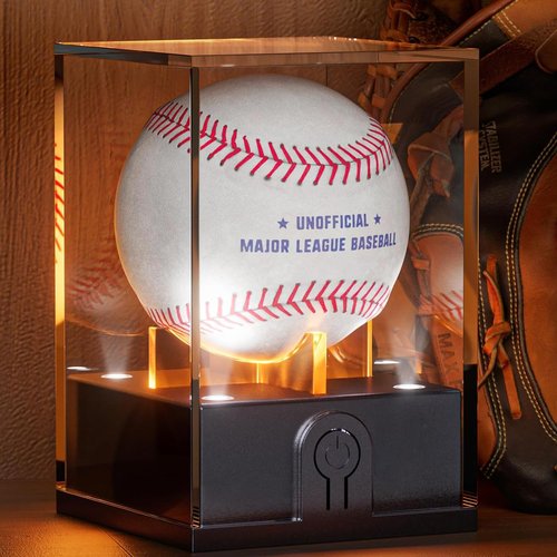 Leshein Baseball Display Case - LED Lighted Acrylic Holder for Memorabilia | UV Protected Clear Design