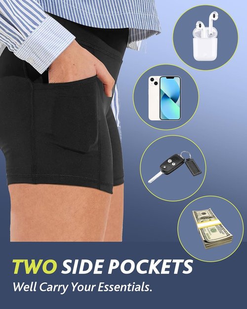 CAMPSNAIL Biker Shorts for Women - High Waisted Spandex with Pockets | Tummy Control, 3"/5"/8" Sizes
