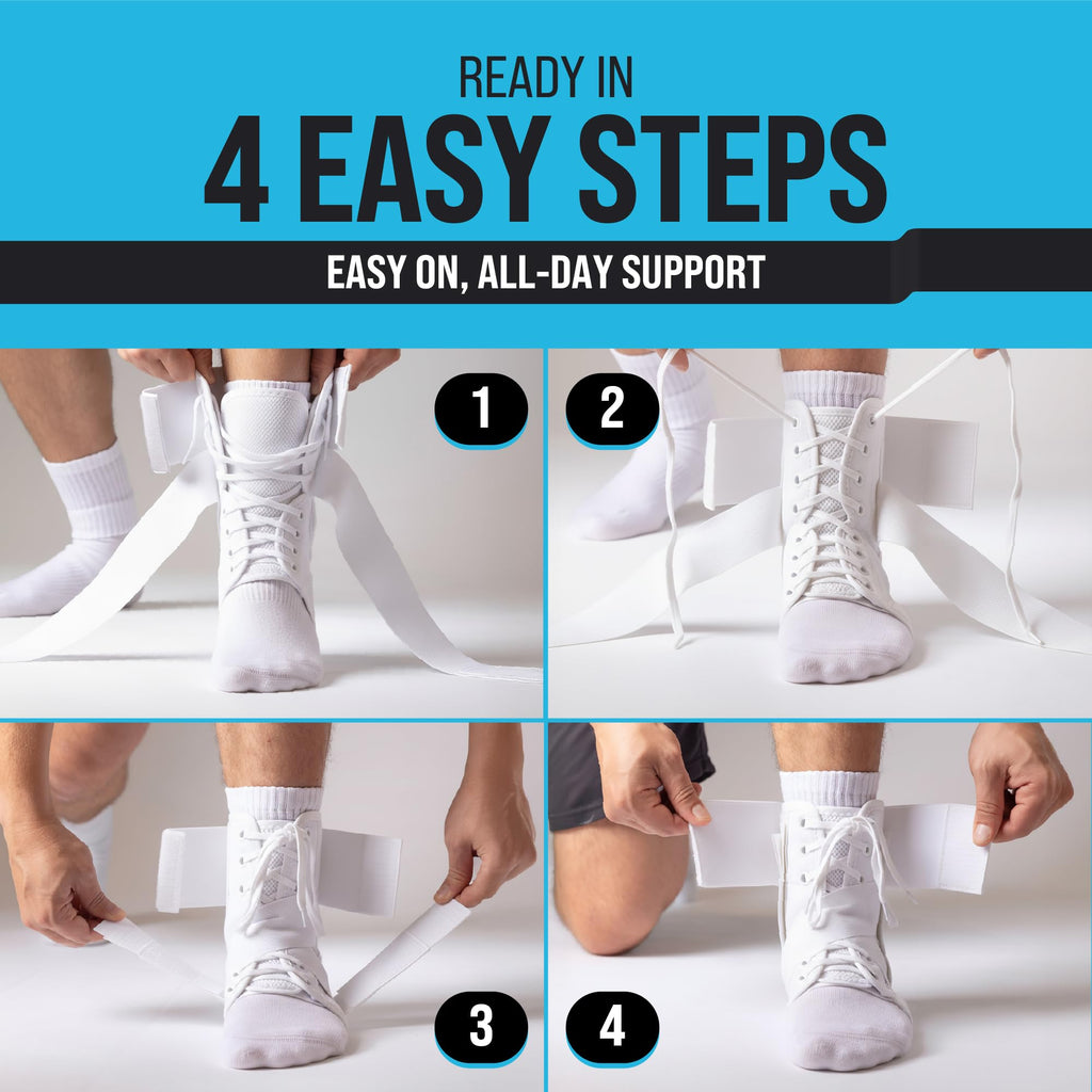 Z ATHLETICS Ankle Brace for Women & Men - Lace Up Adjustable Support with Side Stabilizers for Sprained Ankle, Achilles Tendonitis Relief | Basketball, Volleyball, Running & Sports Recovery