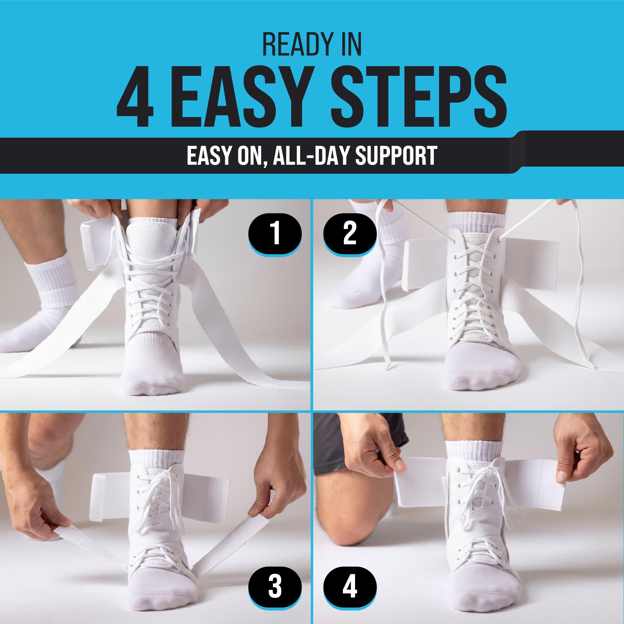 Z ATHLETICS Ankle Brace for Women & Men - Lace Up Adjustable Support with Side Stabilizers for Sprained Ankle, Achilles Tendonitis Relief | Basketball, Volleyball, Running & Sports Recovery