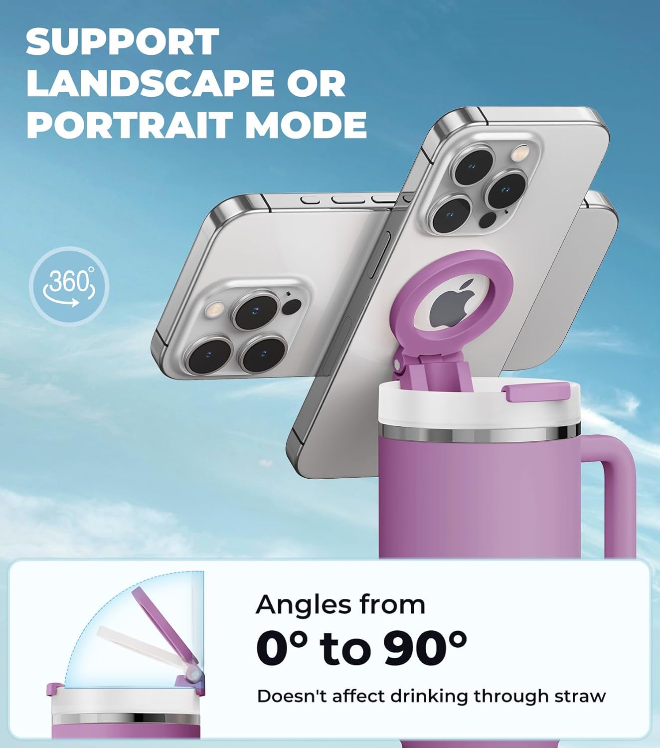 Stanley Cup Phone Holder - Magnetic Stand for Quencher H2.0 Tumbler | Hands-Free Accessory for All Phone Cases