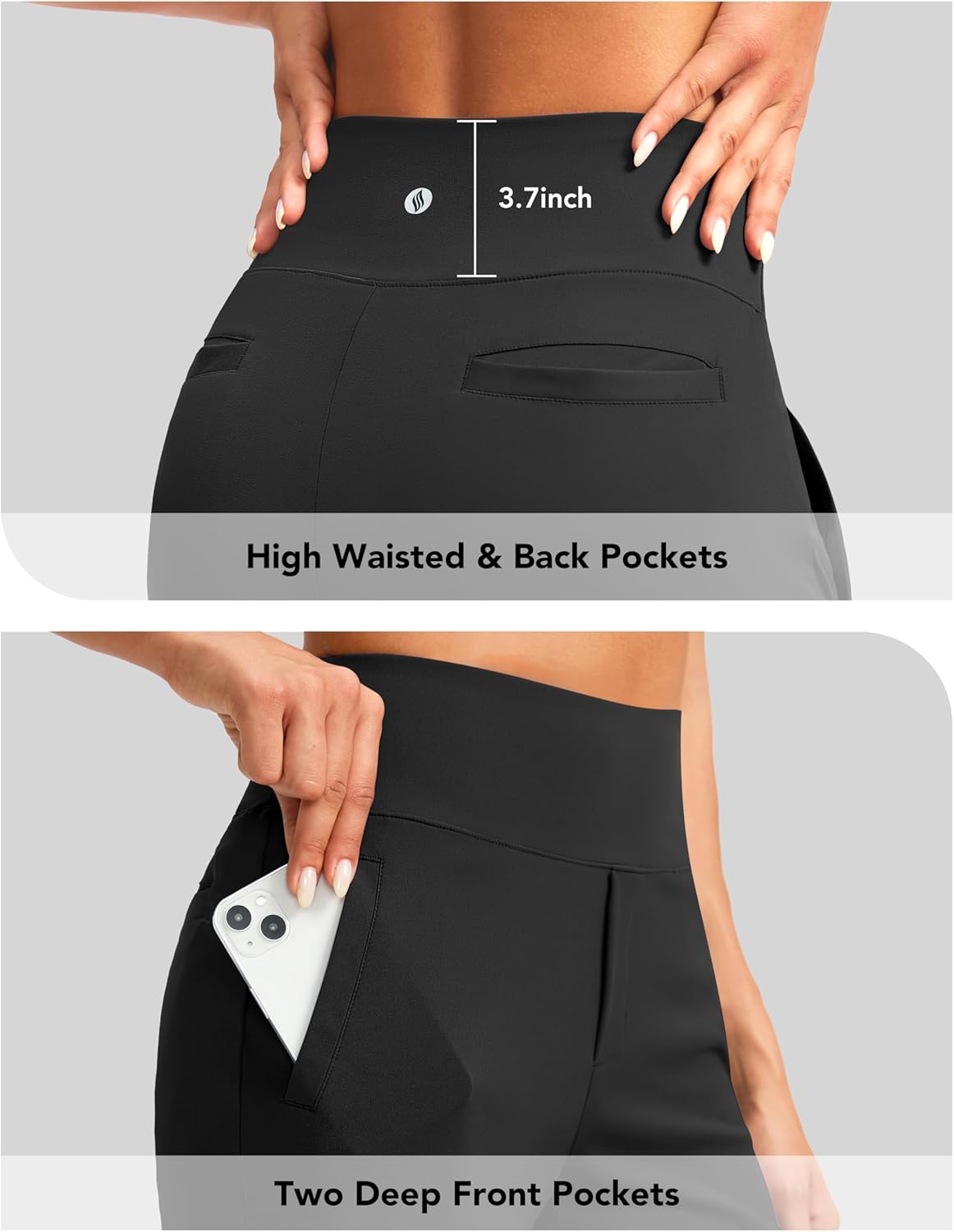 SANTINY Women's High Waisted Bermuda Shorts - 9" Knee Length with 4 Pockets for Athletic Casual Wear