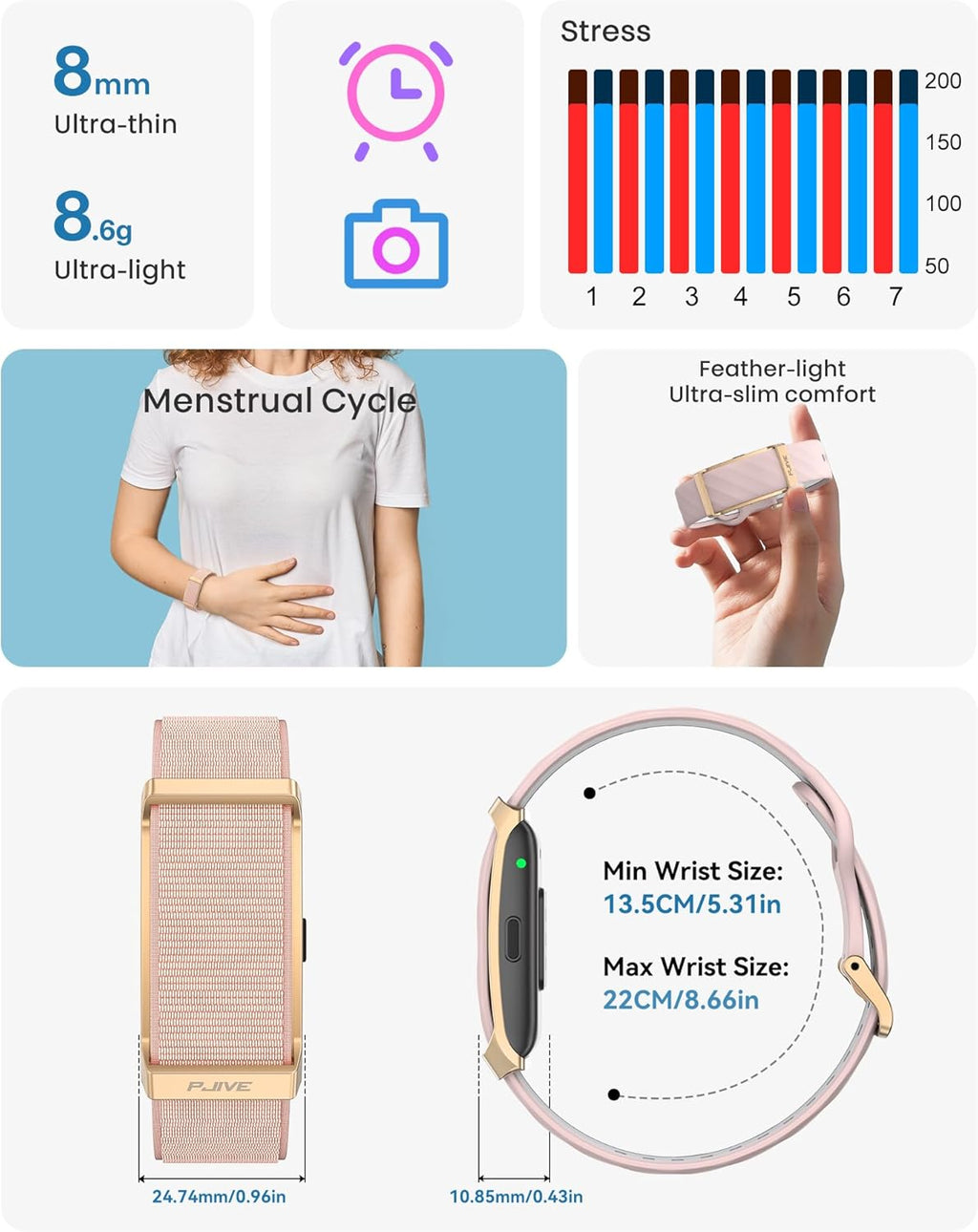 Skiennix Smart Bracelet - Health Fitness Tracker with Heart Rate Monitor & 170+ Sport Modes | IP68, 60-Day Battery