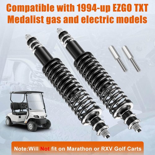 EZGO Golf Cart Front/Rear Shock Absorber Heavy Duty Coil Spring Shock Absorber Fits EZGO Medalist/TXT 1994+ Gas or Electric, OEM# 76418-G01,70928-G01,70248-G01,70324-G01,76419-G01