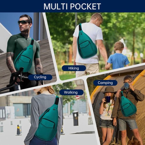HAWEE Sling Bag for Women Men Water Resistant Crossbody Chest Backpack Shoulder Bag Anti Thief for Travel Hiking Sports, Forest Green