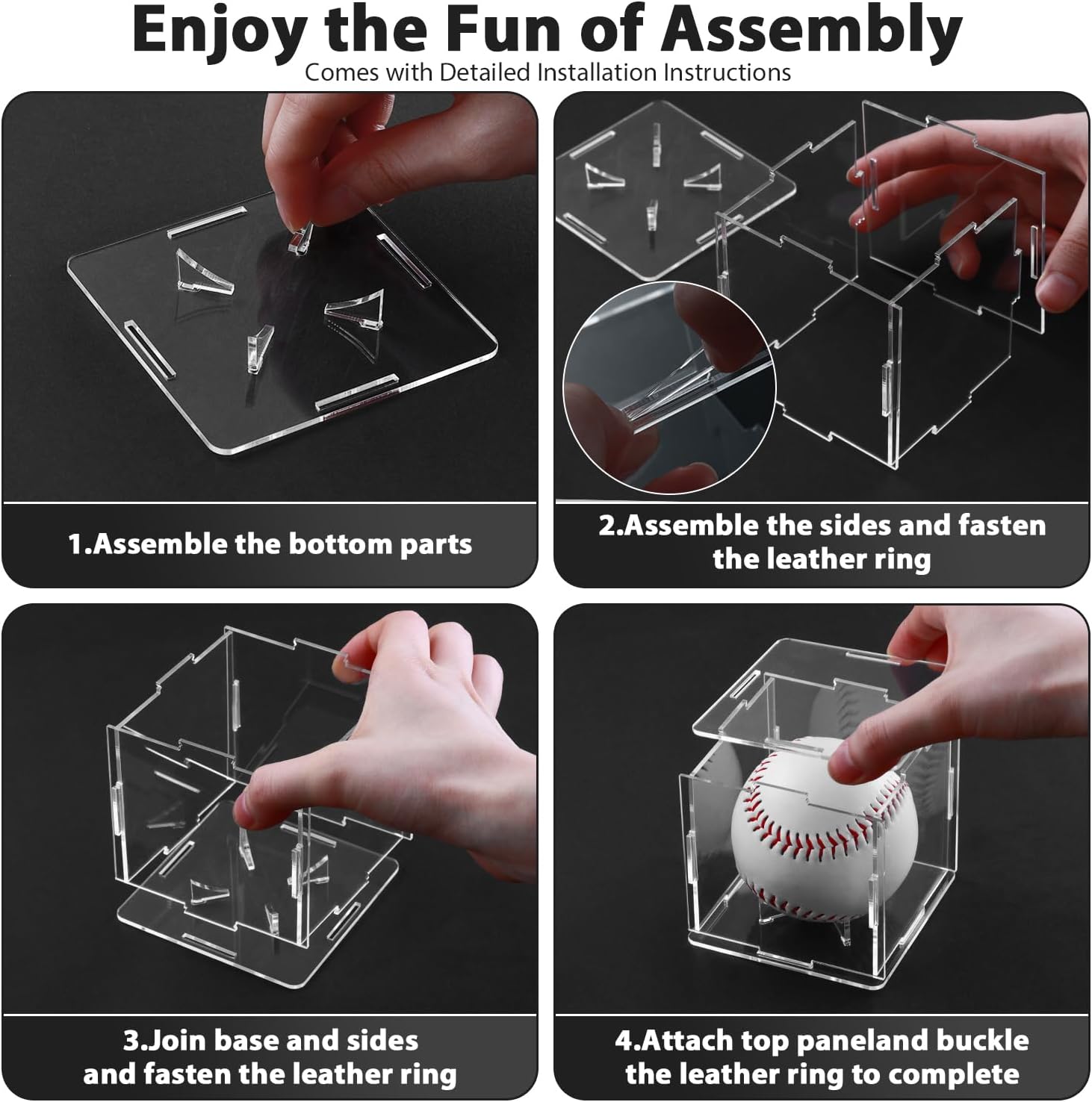 Skiennix Baseball Display Case - 12 Pack UV-Blocking Acrylic Holder for Signed Baseballs | 3.2 Inch Cube