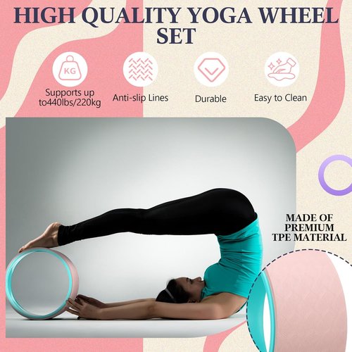 Arrowbash Yoga Wheel Set - 5 Pack Back Stretcher for Deep Tissue Massage & Pain Relief | Includes Foam Roller, Therapy Ball & Resistance Bands