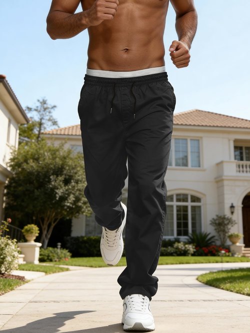 Comdecevis Mens Casual Drawstring Sweatpants with Utility Pockets Gym Cargo Joggers Pants for Men Black XL