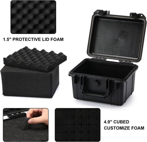 Mayouko Portable Tool Box - Waterproof Hard Case with Shock-Proof Foam Insert | 10.6 x 9.7 x 6.9 Inch