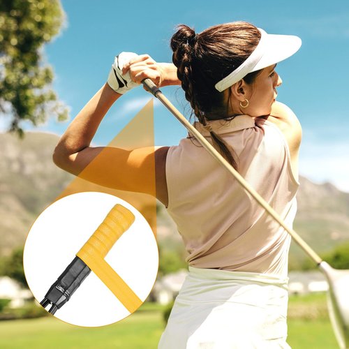 M METERXITY 3-Pack Golf Grip Wrapping Tapes PU Tennis Overgrip Grip Tapes Anti-Slip Sweat Absorbent for Golf/Racquetball/Badminton/Squash/Baseball Bat Handle Yellow