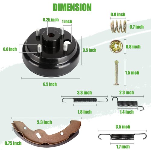 10L0L Golf Cart Brake Hub Drum Kit for EZGO TXT Electric 1997-2008, Includes Brake Drums Brake Shoes Spring Kits, OEM 19186G1 70794G01 70795G01