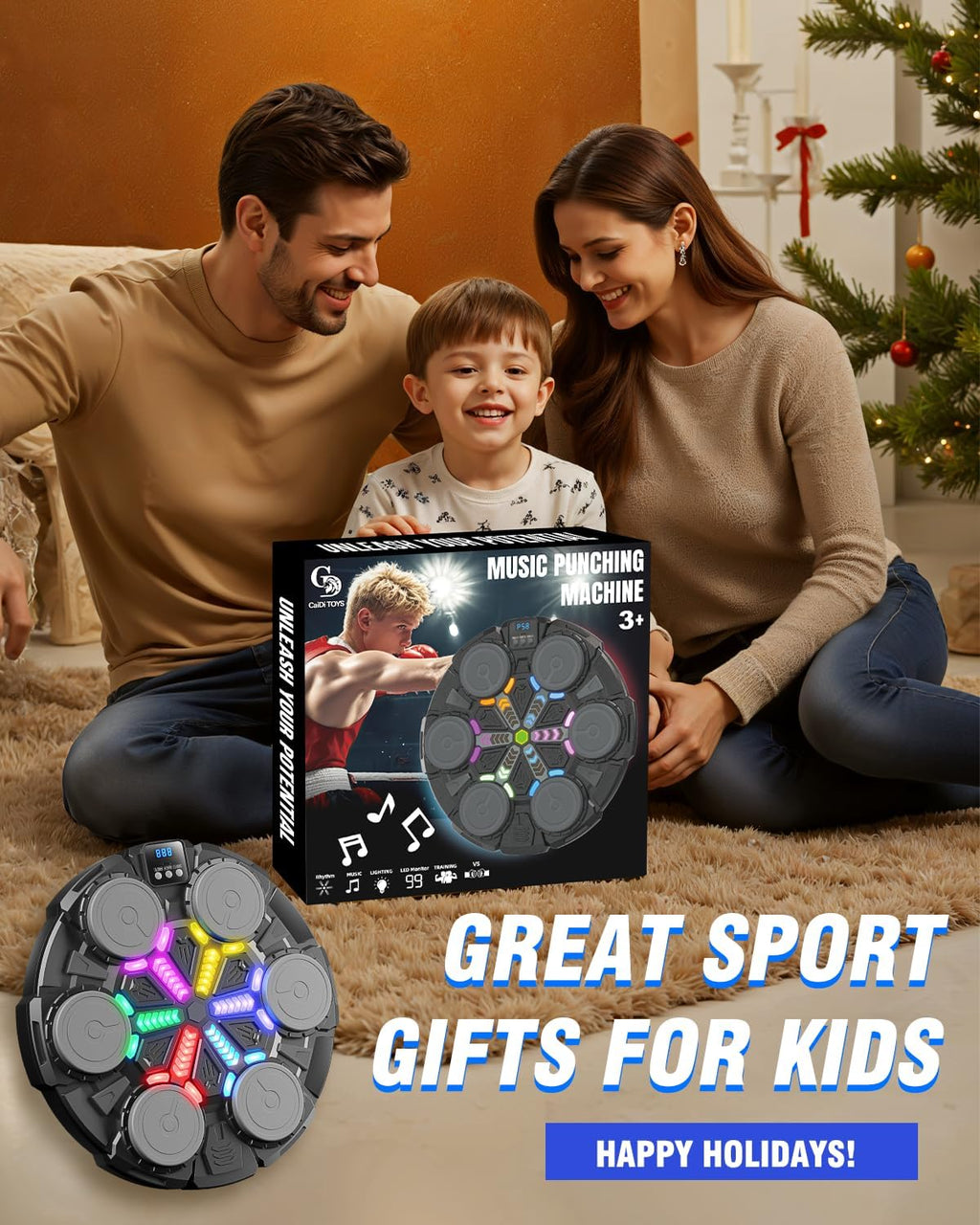 Skiennix Music Punching Machine - Bluetooth Wall Boxing Pad with Rhythm Lights & 3 Speed Modes | Home Fitness Equipment for Kids & Adults