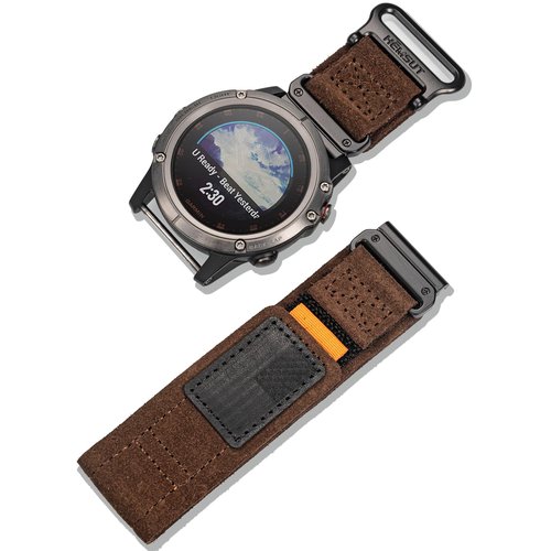 Soft Suede Leather Watch Band, 26mm Military Strap Compatible with Garmin Instinct 3 50mm/Fenix 8 51mm/7X/7X Pro/6X/6X Pro/5X/5X Plus, Tactix 7 Pro/ Delta, Quatix 6X/5X, Descent MK1/MK2, Instinct 2X, Foretrex 601/701, Enduro /Enduro 2/ Enduro 3, D2