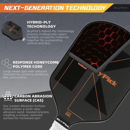Pickleball Paddle Set of 2 for Beginners & Intermediates – Carbon Fiber Face, 16mm Polypropylene Honeycomb Core, Perforated Anti-Slip Grip – USA Pickleball Approved – 4 Balls + Carry Bag