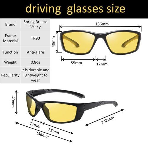 Spring Breeze Valley Night Driving Glasses for Men, Anti Glare HD Polarized Yellow Tinted Sunglasses for Men & Women