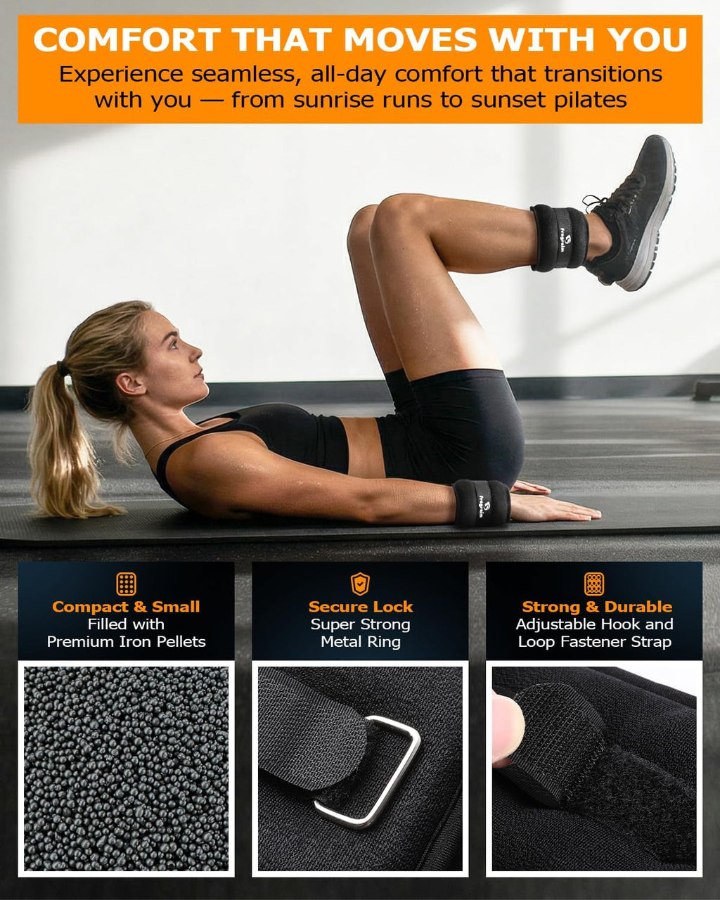 Skiennix Ankle Weights - Comfortable 1/2/3/4/6/8/10 LBS for Fitness, Dance & Physical Therapy