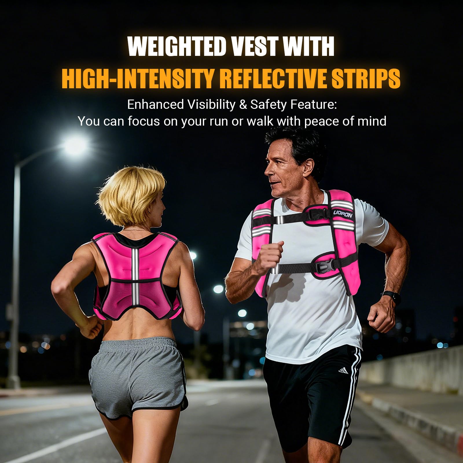 Weighted Vest for Women Men, 10 lb Weight Vest for Walking with Reflective Stripe and Adjustable Buckle Straps, Body Weights for Osteoporosis, Running, Strength Training and Weight Loss