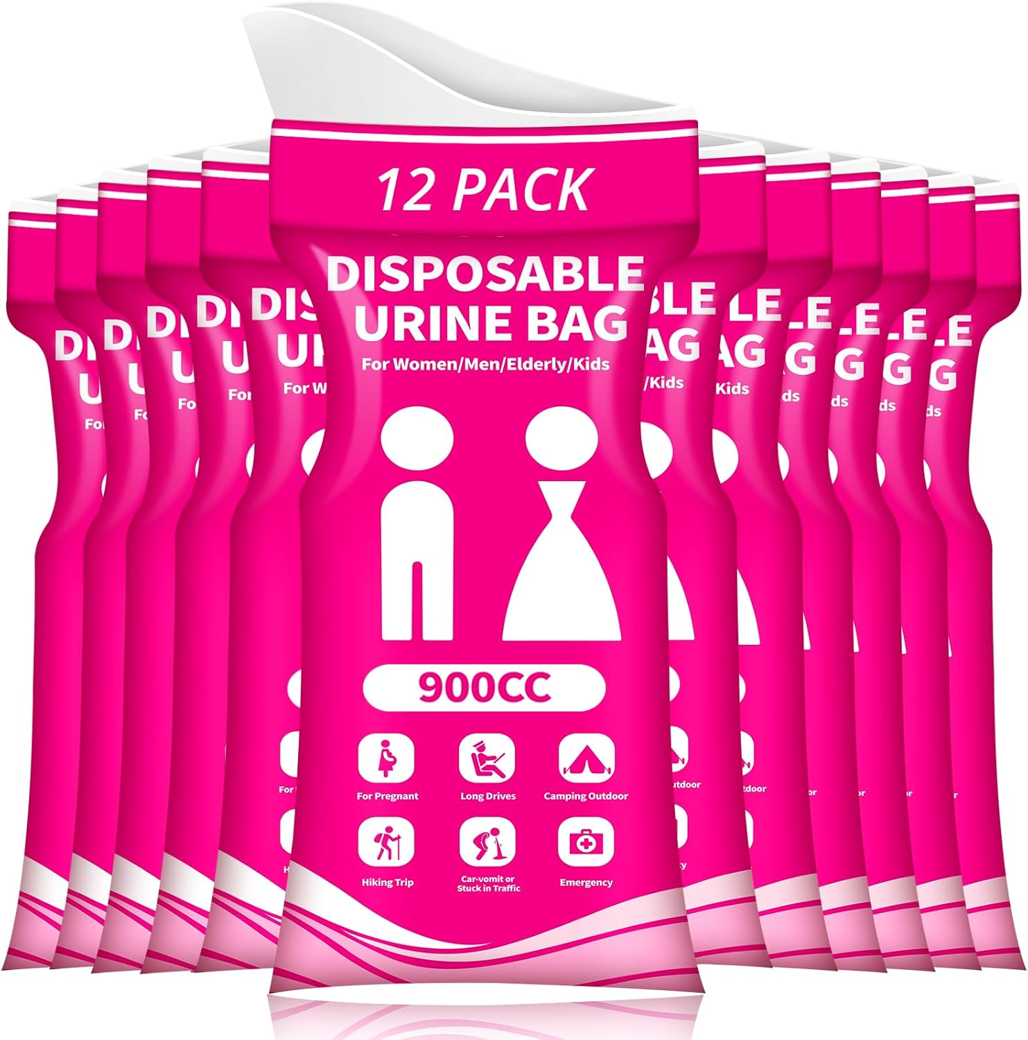 Skiennix Disposable Urine Bag - 900ML Portable Pee Bags for Travel | 8/12/20/24/28 PCS for Emergencies