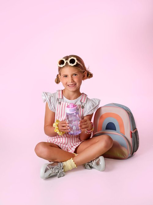 Ello Kids Water Bottle - 16oz Tritan Plastic with Quick Fill Technology | Leak-Proof, BPA-Free, Dishwasher Safe, Rainbow Design