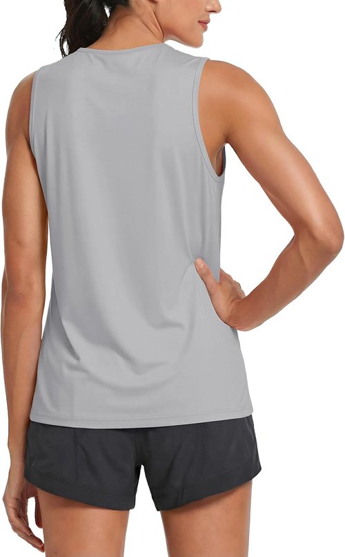 MAGCOMSEN Women's Sleeveless Workout Tank Tops - UPF 80+ Dry Fit Athletic Gym Shirts for Summer