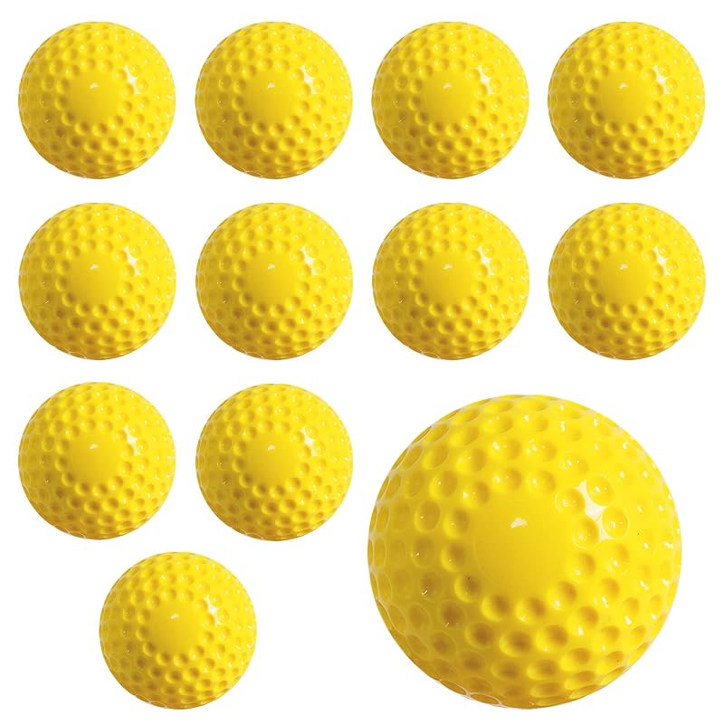 12-Inch Foam Softballs for Pitching Machines - 12 Pcs Yellow Practice Balls