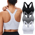 SHAEND Adjustable Sports Bras for Women 3-Pack Racerback High Support Bras Seamless Yoga Bra with Removable Cups