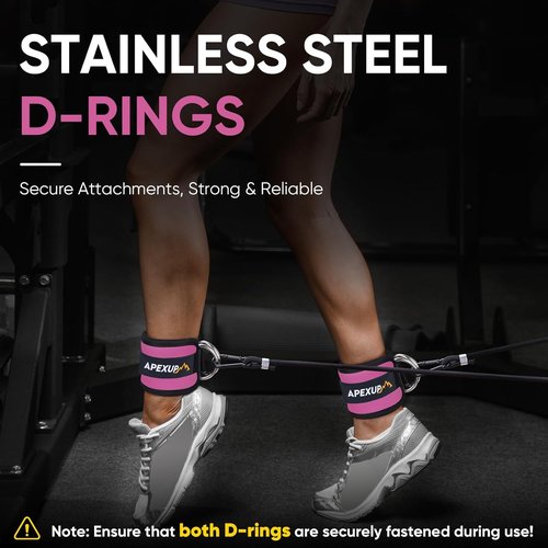 APEXUP Ankle Strap for Cable Machine, Ankle Resistance Bands, Cable Kick Back Ankle Straps for Gym, Glute Workouts, Leg Extensions, Adjustable Straps with Neoprene Padding