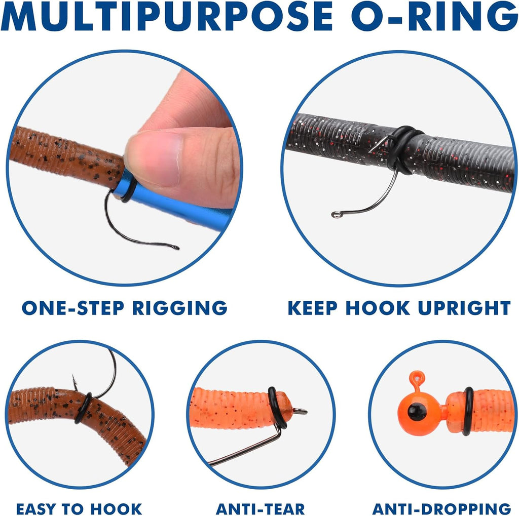 Truscend Gradient Fishing Wacky Rig Tool - 210 Pcs Silicone O Rings for 3"-4" & 5"-7" Worm Lures