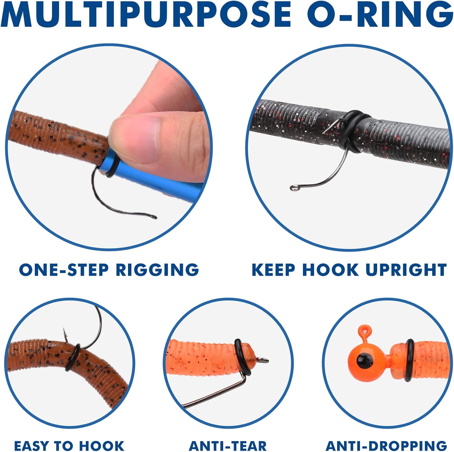 Truscend Gradient Fishing Wacky Rig Tool - 210 Pcs Silicone O Rings for 3"-4" & 5"-7" Worm Lures