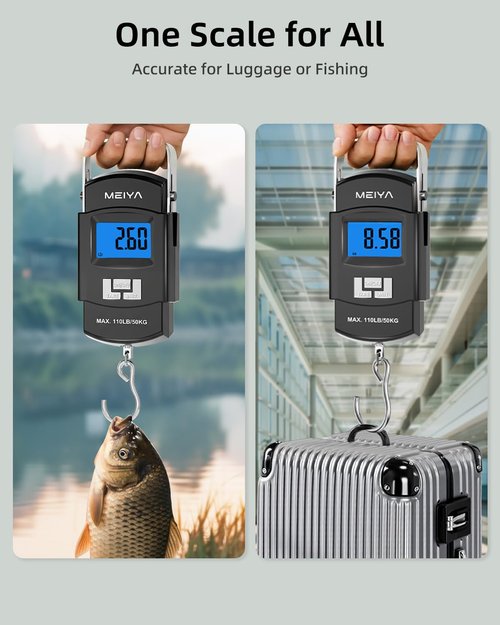 MEIYA Digital Fishing Scale - 110lb/50kg Capacity, Backlit LCD, Portable Handle & Stainless Steel Hook