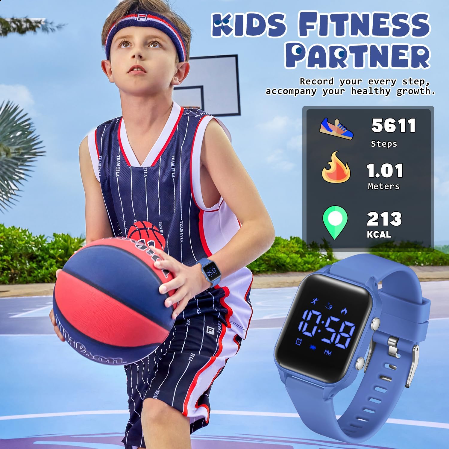 Skiennix Kids Digital Sports Watch - Waterproof Fitness Tracker with Pedometer & Alarm | Ages 5-14