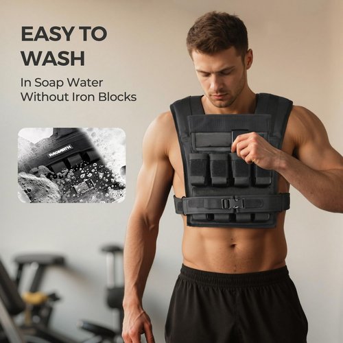 PACEARTH Adjustable Weighted Vest for Men, PACEARTH Heavy Duty Weight Vest with 16 Adjustable Iron Blocks for Hardcore Strength Training, Crossfit, and Running, 35LBS