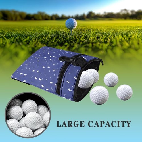 Rchsomd Blue Golf Theme Print Polyester Golf Accessory Bag Durable Golf Tees Holder Pouch for Men and Women with Zippered Pocket Portable Golf Tee Pouch