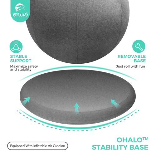ENOVI ProBalanceΩ Yoga Ball Chair, Exercise Ball with Slipcover and Base for Office and Home, Birthing and Pregnancy, 55cm, FG