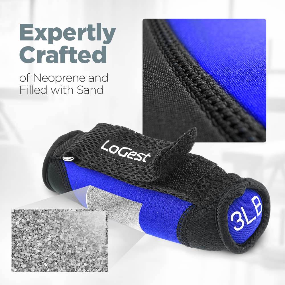 LoGest Soft Hand Weights with Adjustable Straps - 1 2 3 4 LB SET