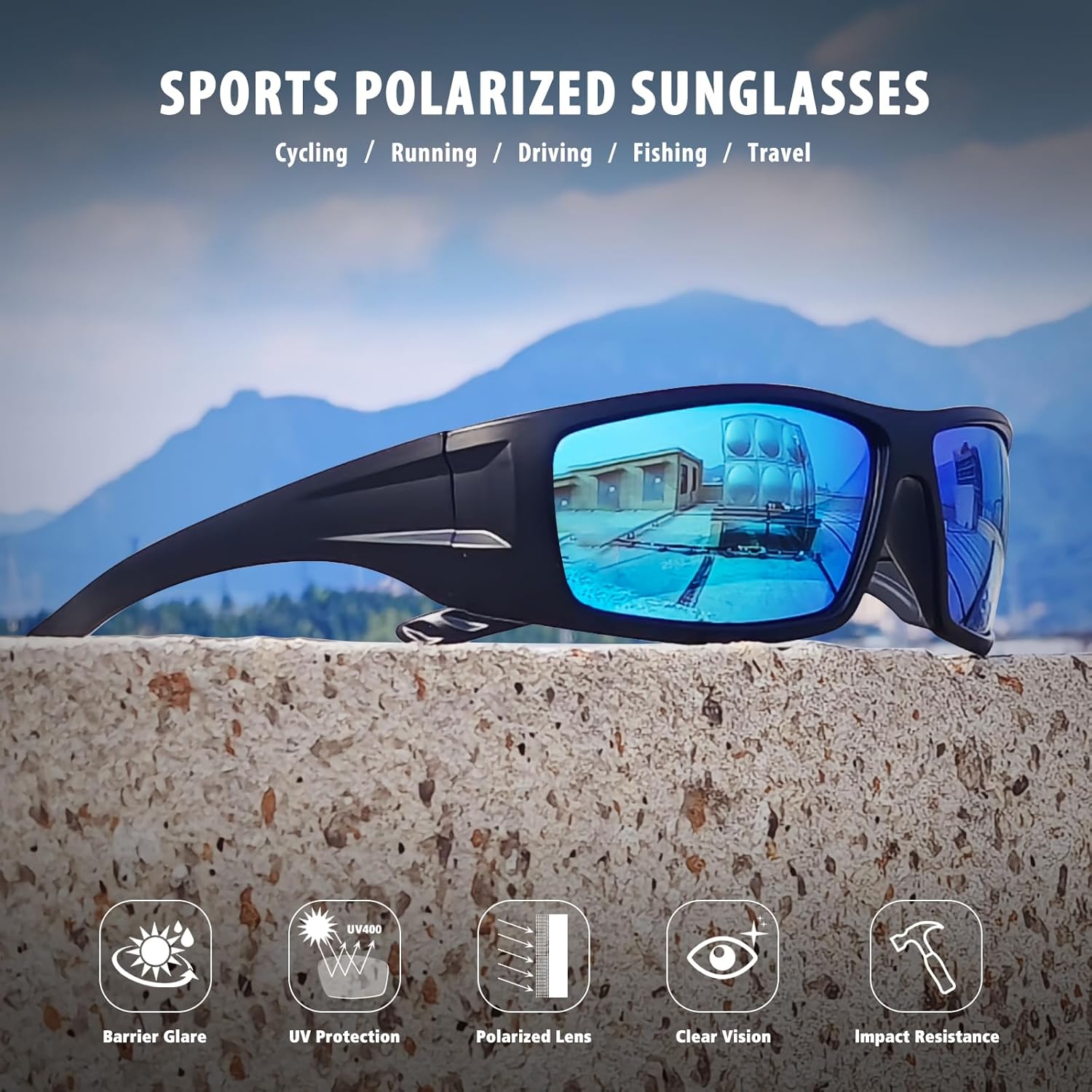 Skiennix Polarized Sports Sunglasses - Unbreakable Frame for Cycling & Fishing | UV400 Protection