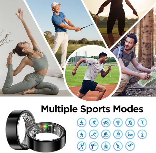 BENIO Gen 2 Smart Ring for Women & Men, Heart Rate,Fitness Tracker with Sleep，Step/Sleep/Blood Oxygen/Heart Rate Tracker, 5ATM Waterproof for iOS and Android,No Subscription, Xmas Gifts,Black 7.5