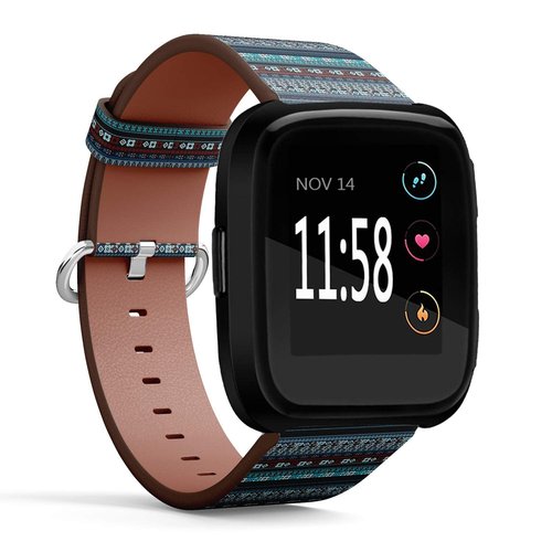 Compatible with Fitbit Versa, Versa 2, Versa Lite - Quick Release Leather Wristband Bracelet Replacement Accessory Band - Ethnic Boho Tribal