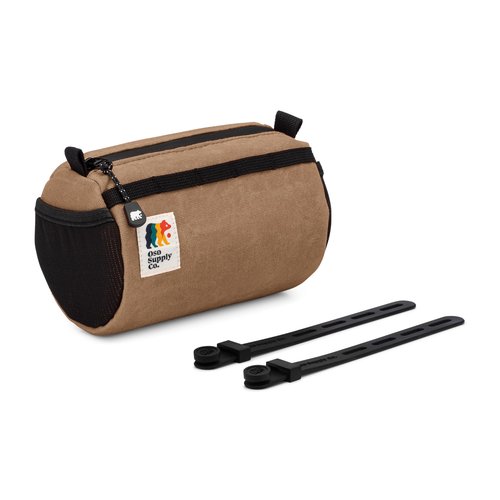 Oso Supply Co - Bike Handlebar Bag – Waxed Canvas Exterior with Quick-Access Waterproof Zipper, Side Mesh Pockets and Spacious Storage – Ideal for Cycling, Commuting and Adventure Rides (Brown)