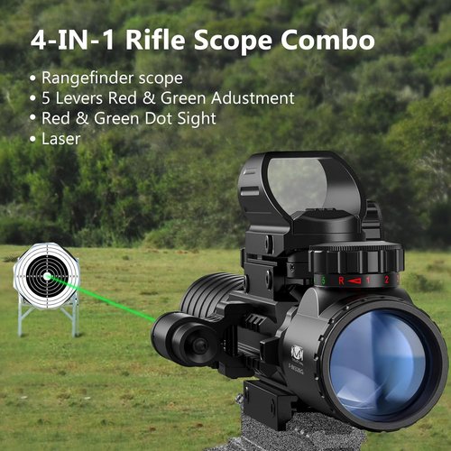 MidTen 3-9x32 Scope Combo - Dual Illuminated Optics with Holographic Red/Green Dot Sight & Laser Rangefinder